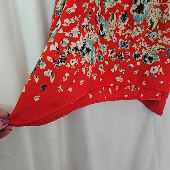 Collective Concepts Red Yellow & Blue Floral Krissa Keyhole Halter Blouse Large - Picture 2 of 9
